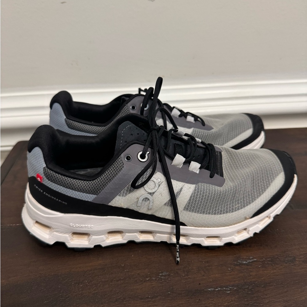 On Running Black and Gray Athletic Shoes with Breathable Mesh